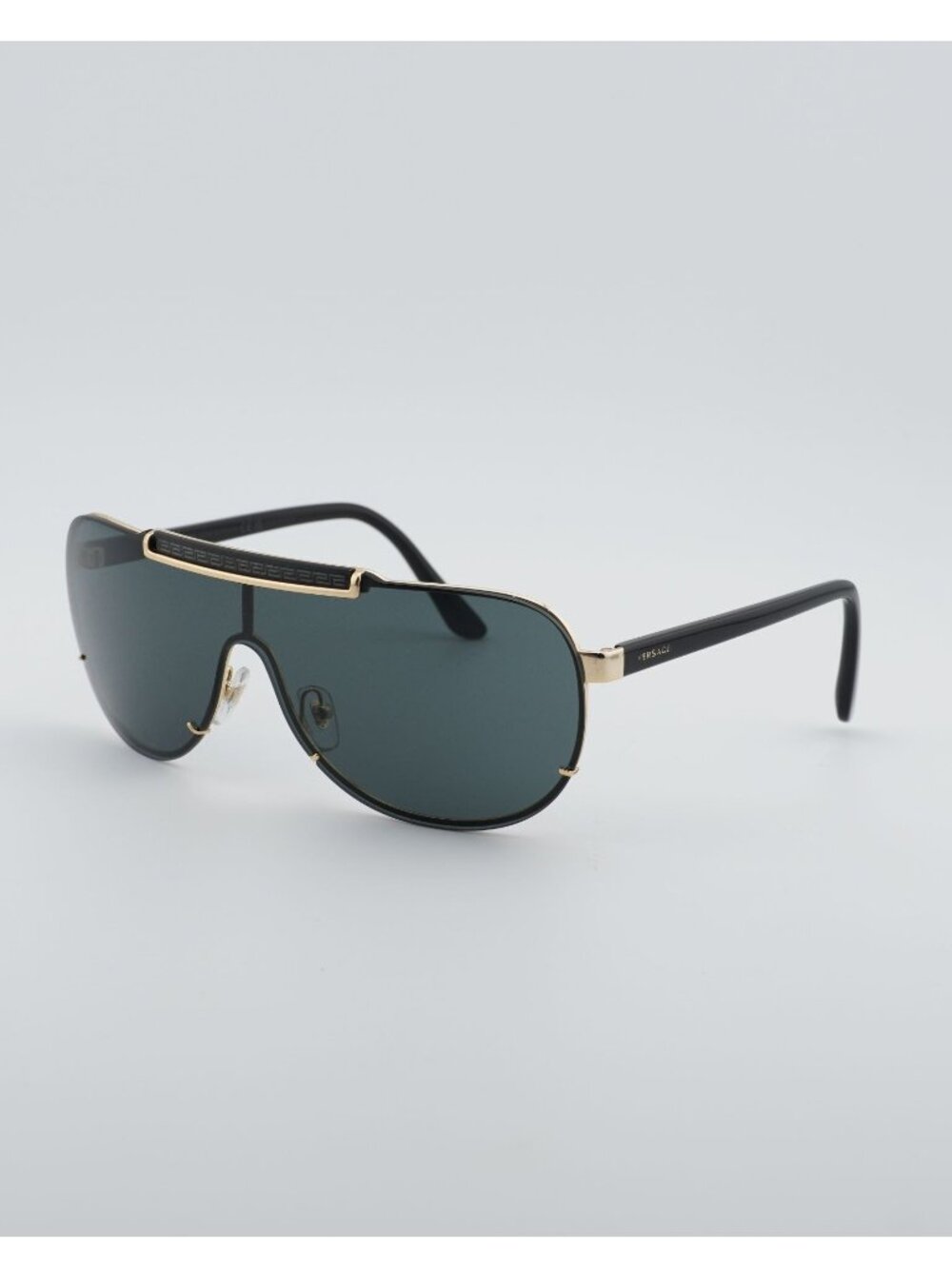 Versace VE2140 100287 Sunglasses Black Shield Frame, Grey Lenses